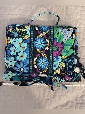 Vera Bradley Navy Quilted Floral Travel Case with Teal, Purple & Yellow